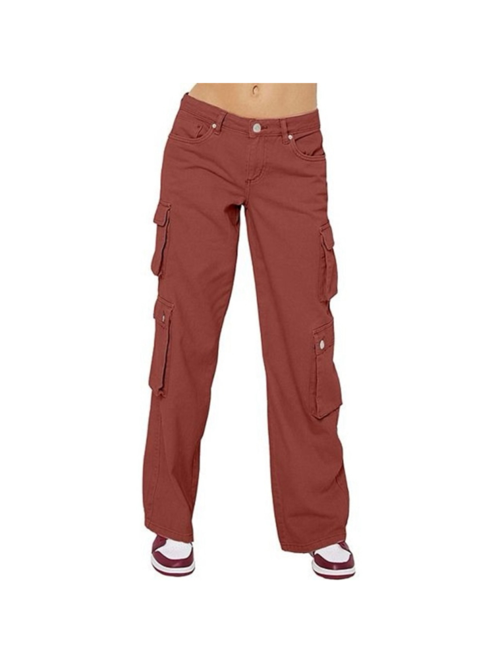 Harper & Ivy Women's Twill Denim Cargo Pants Brown/Orange Size M New